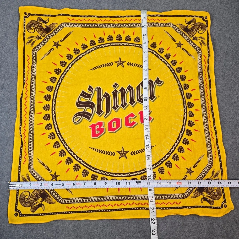 Shiner Bock Bandana Yellow Brewery Logo Ram Hops Graphic Neckerchief 21x21